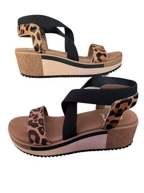 Yellowbox Janalee Women's Size 8 Leopard Dyed Calf Hair Wedge Sandals w/ Box